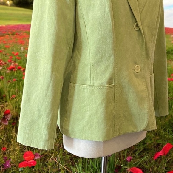 Green Faux Suede Blazer Jacket By Kim Roger’s Signature - Picture 7 of 11